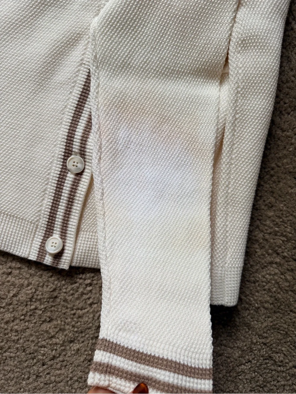 alo tennis club sweater knit cardigan Gravel/ Ivory set